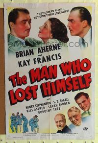 9p475 MAN WHO LOST HIMSELF 1sh '41 Kay Francis can tell Brian Aherne's double isn't her husband!