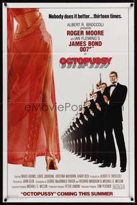 9p570 OCTOPUSSY style A advance 1sh '83 art of sexy Maud Adams & Roger Moore as James Bond by Gouzee