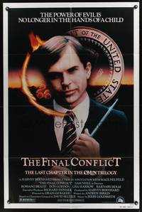 9p578 OMEN 3 - THE FINAL CONFLICT 1sh '81 creepy image of Sam Neill as President Damien!