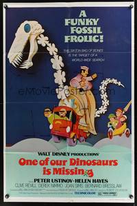 9p584 ONE OF OUR DINOSAURS IS MISSING 1sh '75 Walt Disney, Peter Ustinov, a funky fossil frolic!