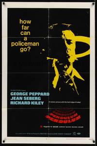 9p621 PENDULUM 1sh '69 George Peppard, Jean Seberg, how far can a policeman go?