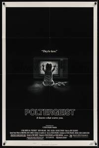 9p635 POLTERGEIST style B 1sh '82 Tobe Hooper, classic They're here image of little girl by TV!