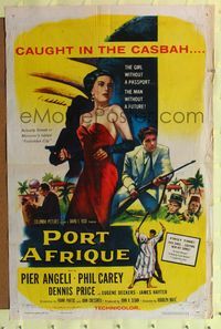 9p636 PORT AFRIQUE 1sh '56 art of super sexy Pier Angeli caught in the Casbah with gun!