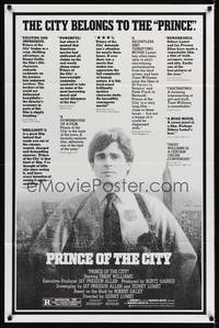 9p641 PRINCE OF THE CITY 1sh '81 directed by Sidney Lumet, Treat Williams over New York City!