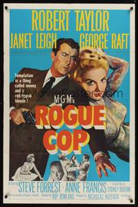 9p708 ROGUE COP 1sh '54 Robert Taylor, George Raft, sexy Janet Leigh is a thing called temptation!