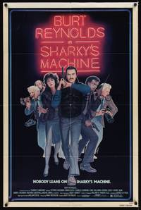 9p749 SHARKY'S MACHINE 1sh '81 Burt Reynolds, Vittorio Gassman, great Lettick neon sign image!