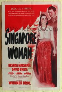 9p764 SINGAPORE WOMAN 1sh '41 sultry Brenda Marshall finds true love after an abusive marriage!