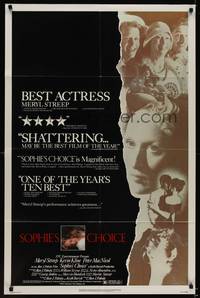 9p791 SOPHIE'S CHOICE 1sh '82 Alan J. Pakula directed, Meryl Streep, Kevin Kline, Peter MacNicol!
