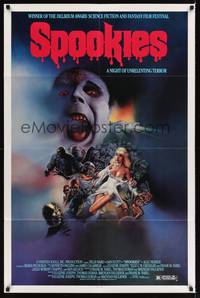 9p798 SPOOKIES 1sh '87 great horror art of zombies attacking sexy girl by Richard Corben!