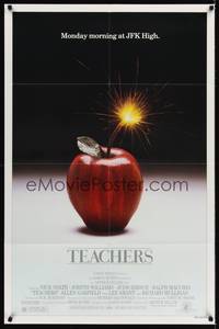 9p858 TEACHERS 1sh '84 directed by Arthur Hiller, Nick Nolte, Judd Hirsch, cool apple bomb image!