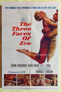 9p884 THREE FACES OF EVE 1sh '57 David Wayne, Joanne Woodward has multiple personalities!
