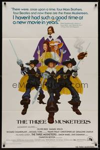 9p885 THREE MUSKETEERS 1sh '74 Michael York, Alexandre Dumas, art of top stars by Ignacio Gomez!