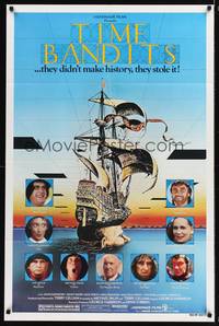 9p891 TIME BANDITS 1sh '81 John Cleese, Sean Connery, art by director Terry Gilliam!