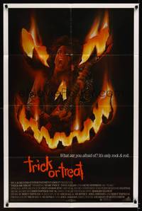 9p905 TRICK OR TREAT 1sh '86 great art of Tony Fields in flaming jack-o-lantern face!