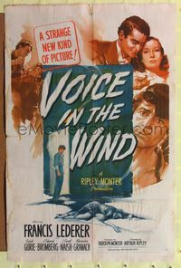 9p938 VOICE IN THE WIND 1sh '44 Francis Lederer, Sigrid Gurie, a strange new kind of picture!