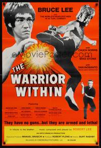 9p948 WARRIOR WITHIN 1sh '76 action images of Chuck Norris & Bruce Lee!