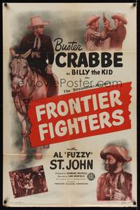 9p952 WESTERN CYCLONE 1sh R47 Frontier Fighters, action art of Buster Crabbe as Billy the Kid!