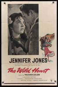 9p965 WILD HEART style A 1sh '52 Jennifer Jones' fox has Gone to Earth, Powell & Pressburger!