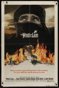 9p968 WIND & THE LION 1sh '75 art of Sean Connery & Candice Bergen, directed by John Milius!