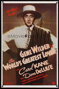 9p976 WORLD'S GREATEST LOVER 1sh '77 Dom DeLuise, most romantic Gene Wilder, great image!