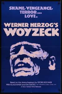 9p977 WOYZECK arthouse 1sh '79 Werner Herzog directed, close up of crazed Klaus Kinski!