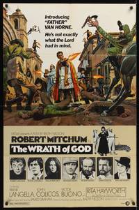 9p978 WRATH OF GOD style A 1sh '72 priest Robert Mitchum is not exactly what the Lord had in mind!