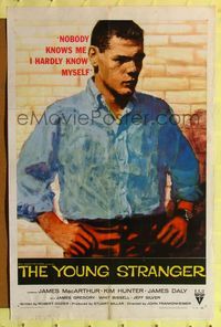 9p996 YOUNG STRANGER 1sh '57 first John Frankenheimer, art of James MacArthur!