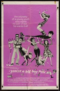 9p993 YOU'RE A BIG BOY NOW 1sh '67 Francis Ford Coppola's odyssey of a young sex-crazed youth!