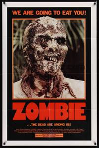 9p999 ZOMBIE 1sh '79 Zombi 2, Lucio Fulci classic, gross c/u of undead, we are going to eat you!