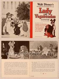 9r502 LADY & THE TRAMP Danish program '55 Walt Disney romantic canine dog classic cartoon!