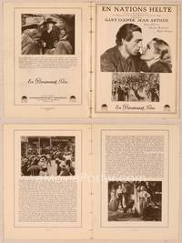 9r518 PLAINSMAN Danish program '36 great close up of Gary Cooper & Jean Arthur, Cecil B. DeMille