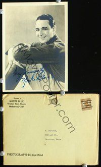 9r052 MONTE BLUE 5x7 fan photo '20s great seated smiling portrait with facsimile signature!