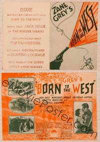 9r067 BORN TO THE WEST herald '26 Zane Grey, Jack Holt, cool art of cowboy with lasso & gun!