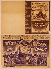 9r085 FLAME & THE ARROW herald '50 Burt Lancaster performing his own stunts & sexy Virginia Mayo!