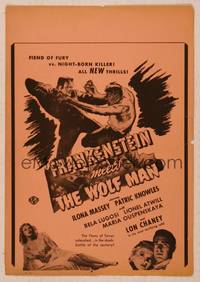 9r088 FRANKENSTEIN MEETS THE WOLF MAN herald '43 Bela Lugosi, Ilona Massey & Lon Chaney Jr.!