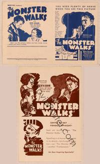 9r115 MONSTER WALKS herald '32 cool artwork of crazed Mischa Auer, Vera Reynolds, Rex Lease
