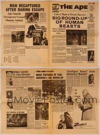 9r124 PLANET OF THE APES herald '68 Charlton Heston, classic sci-fi, cool faux newspaper!