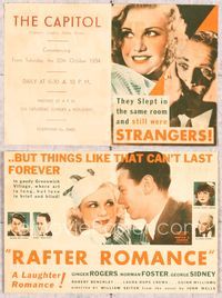 9r127 RAFTER ROMANCE herald '33 Foster & Ginger Rogers were strangers who slept in the same room!