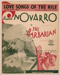 9r209 BARBARIAN sheet music '33 romantic close up of Ramon Novarro & beautiful Myrna Loy!