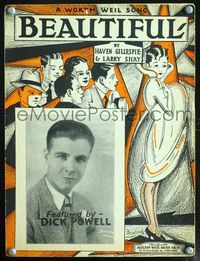 9r211 BEAUTIFUL sheet music '27 wonderful art by Axelrod + close portrait of young Dick Powell!