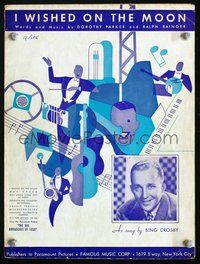 9r212 BIG BROADCAST OF 1936 sheet music '36 cool deco artwork, plus portrait of Bing Crosby!