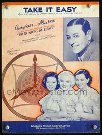 9r235 EVERY NIGHT AT EIGHT sheet music '35 George Raft, Alice Faye, Frances Langford, Patsy Kelly