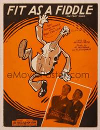 9r238 FIT AS A FIDDLE sheet music '32 George Jessel and Eddie Cantor, cool cartoon artwork!