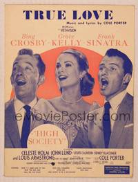 9r254 HIGH SOCIETY sheet music '56 Frank Sinatra, Bing Crosby & Grace Kelly close up singing!