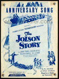 9r263 JOLSON STORY sheet music '46 Larry Parks, Evelyn Keyes, Anniversary Song!