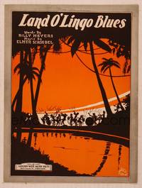 9r265 LAND O'LINGO BLUES sheet music '25 cool art of island native playing instruments by water!