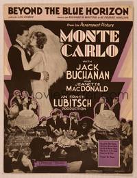9r267 MONTE CARLO sheet music '30 Jack Buchanan, Jeanette MacDonald, great gambling images!