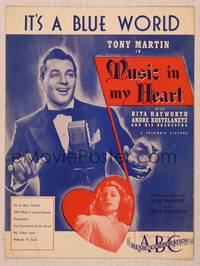 9r269 MUSIC IN MY HEART sheet music '40 Tony Martin singing into microphone, sexy Rita Hayworth!