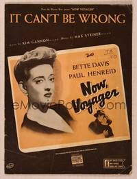 9r272 NOW VOYAGER sheet music '42 most classic romantic tearjerker, Bette Davis, Paul Henreid