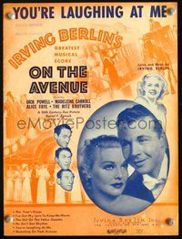 9r274 ON THE AVENUE sheet music '37 Alice Faye, Dick Powell, Ritz Brothers, Irving Berlin